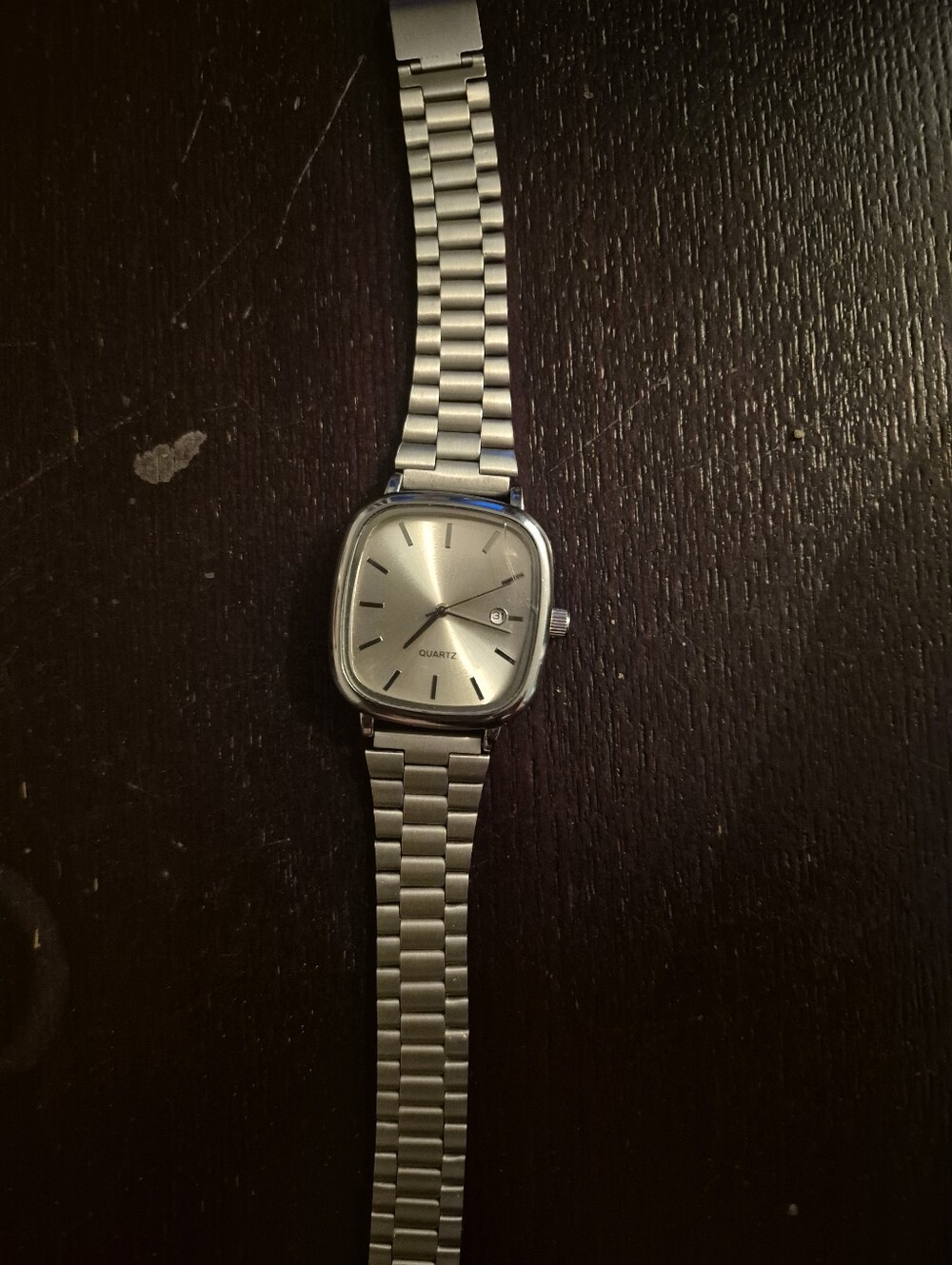 Silver Men’s Quartz Square Watch with Stainless Steel Bracelet